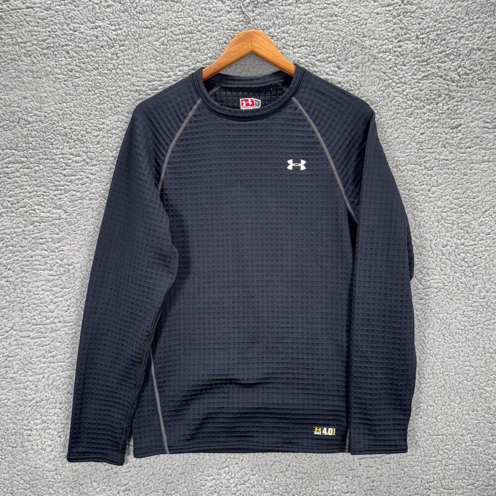 Under Armour Cold Gear Men's Black Base Layer 4.0 Fitted Waffle Shirt - Size L